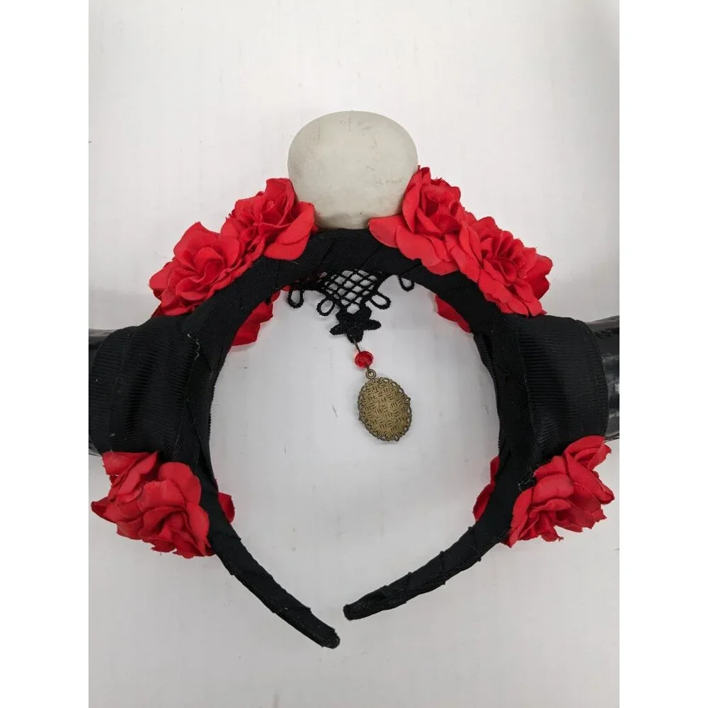 Gothic Antler Roses Skull Headband Hair Accessories Costume One Size Fit Most
